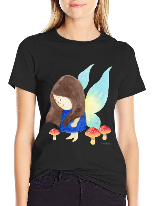 Fairy and Mushrooms Graphic T-Shirt