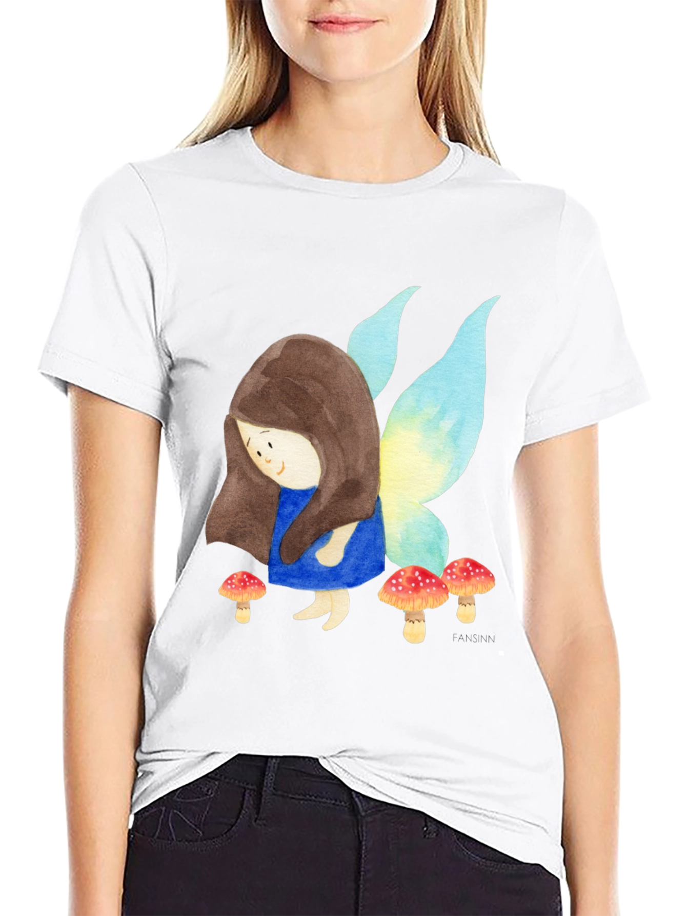 Fairy and Mushrooms Graphic T-Shirt