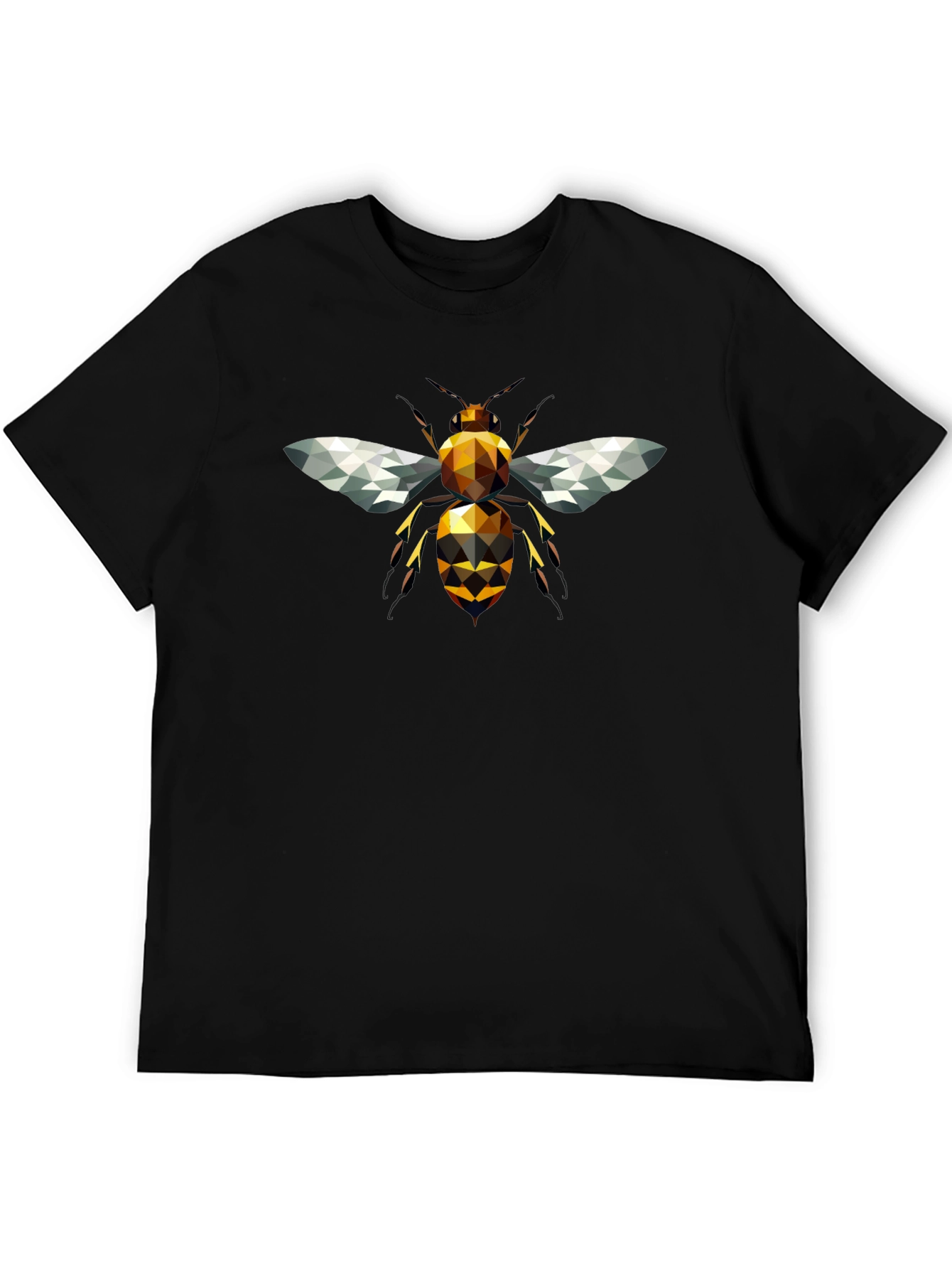 Geometric Bee Graphic T-Shirt - Black