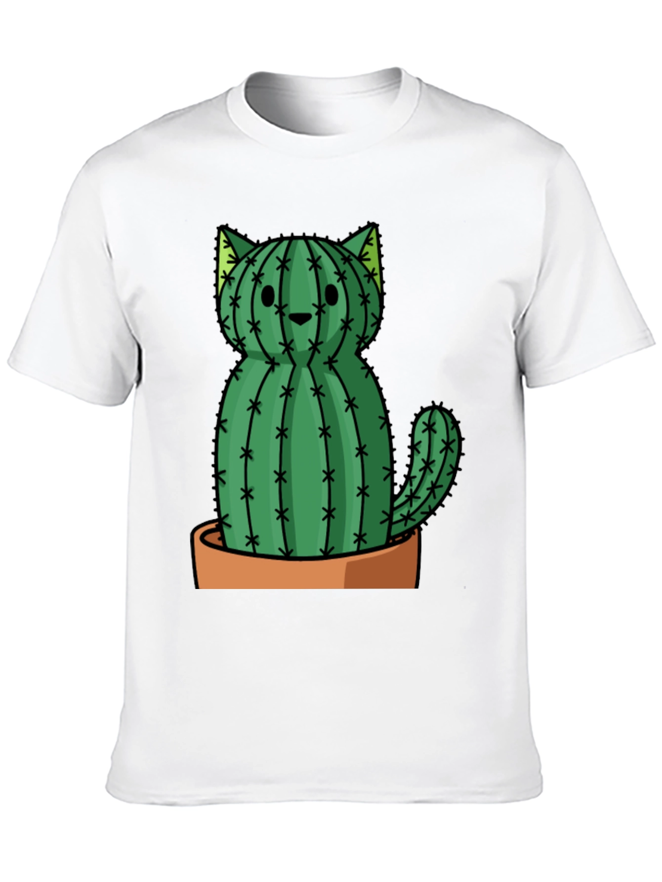 Cactus Cat Graphic Tee - Trendy Plant Lover Shirt