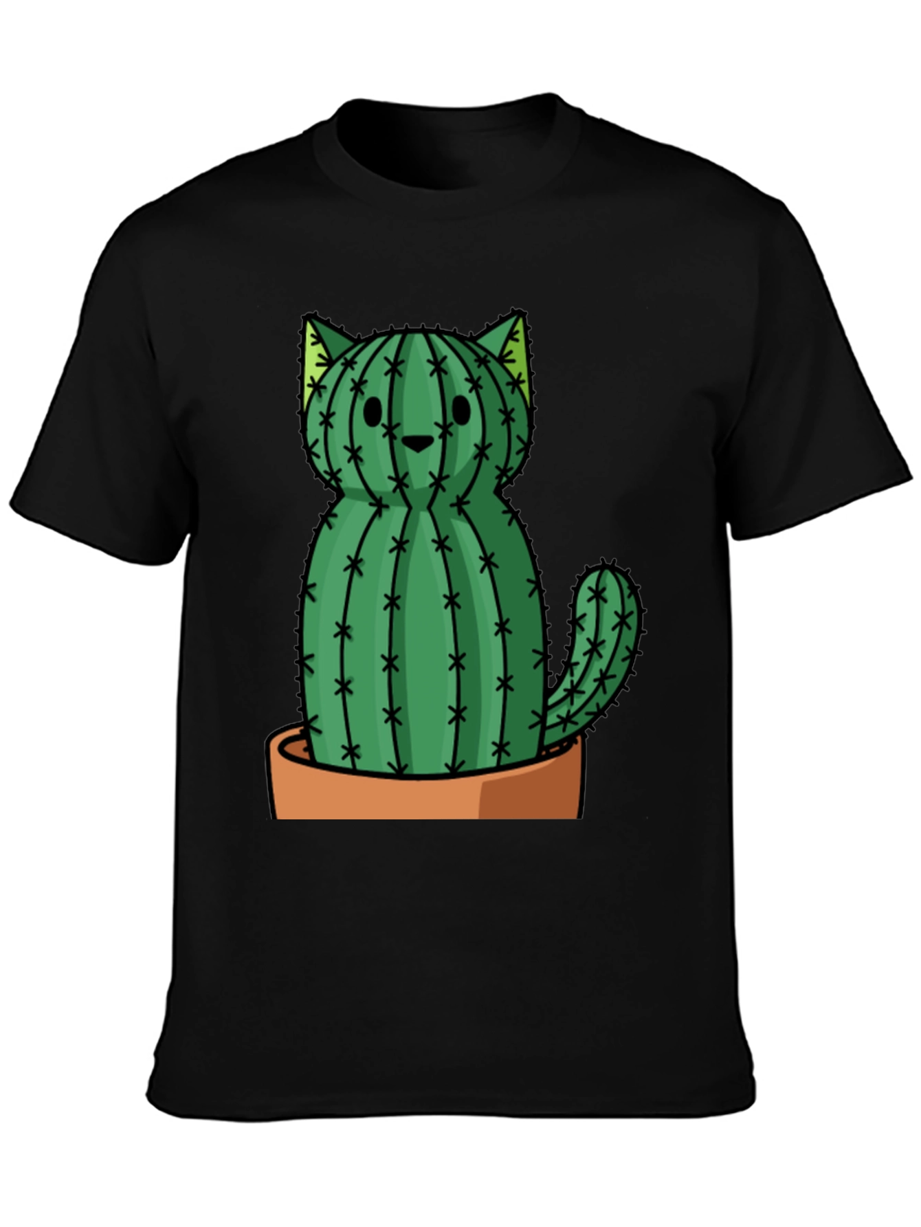Cactus Cat Graphic Tee - Trendy Plant Lover Shirt