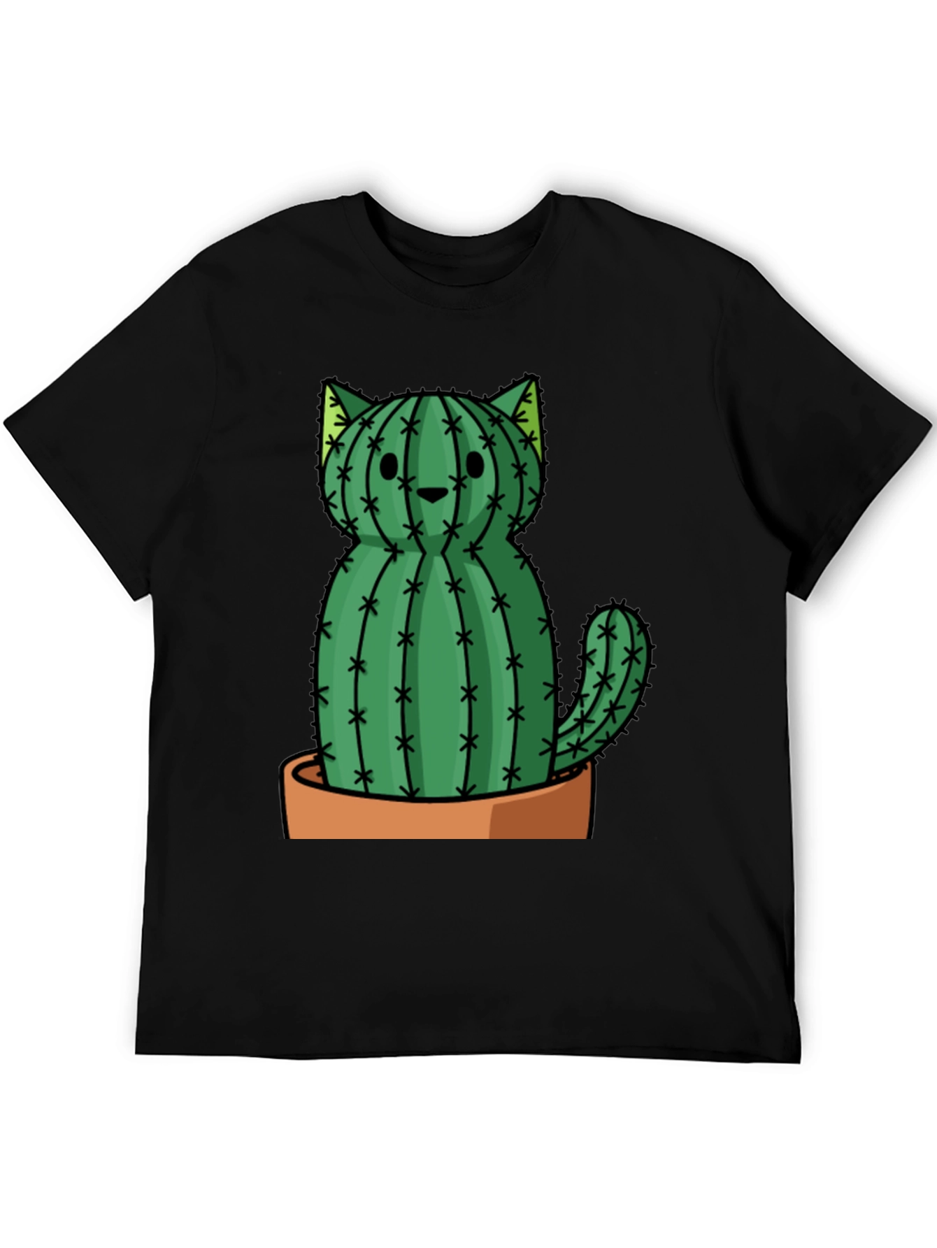 Cactus Cat Graphic Tee - Trendy Plant Lover Shirt