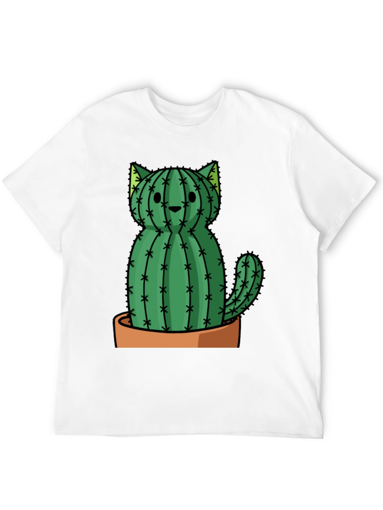 Cactus Cat Graphic Tee - Trendy Plant Lover Shirt