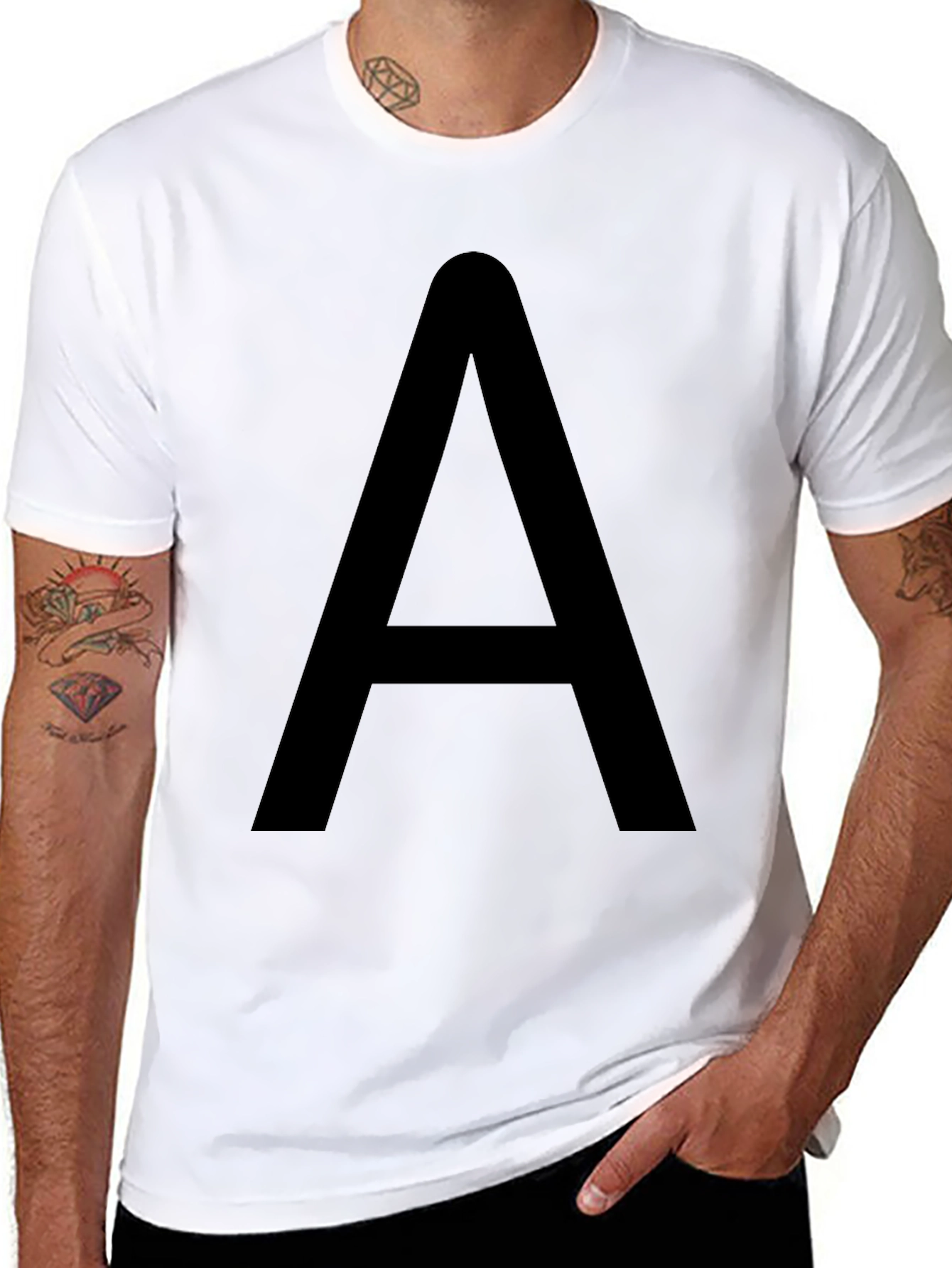 Bold Black T-Shirt with Letter A Graphic