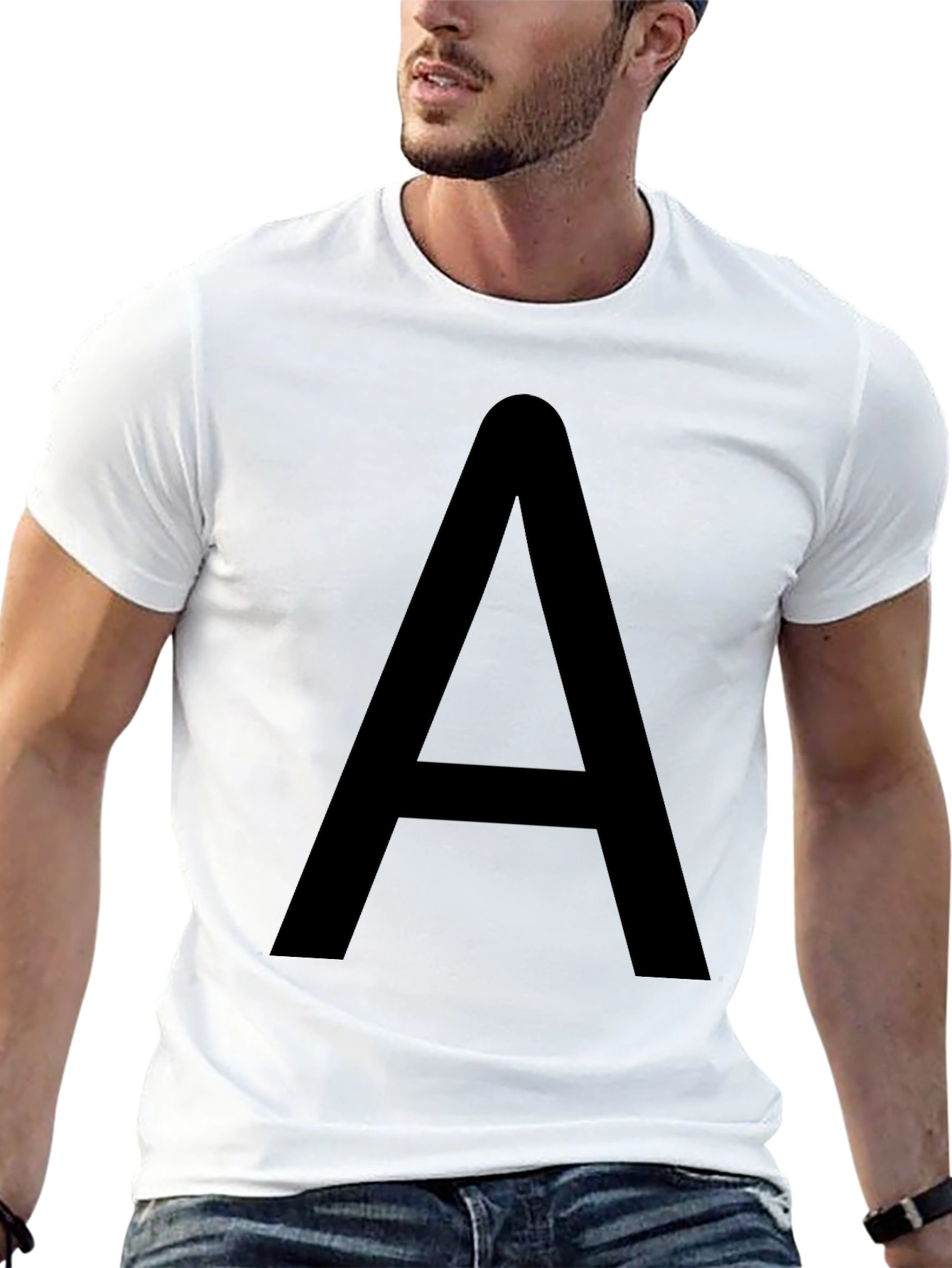 Bold Black T-Shirt with Letter A Graphic