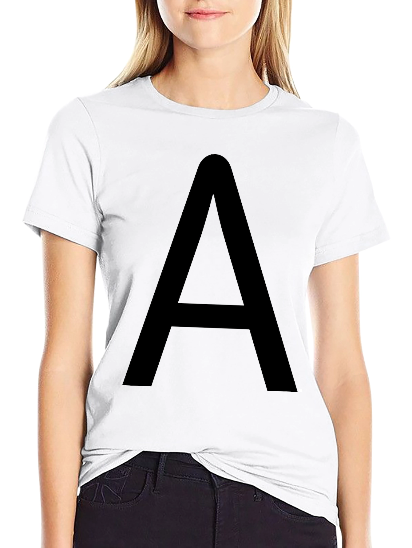 Bold Black T-Shirt with Letter A Graphic
