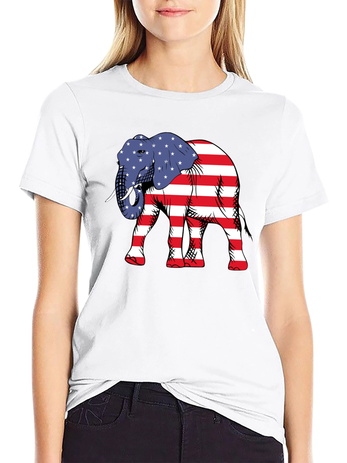 Patriotic Elephant Graphic T-Shirt