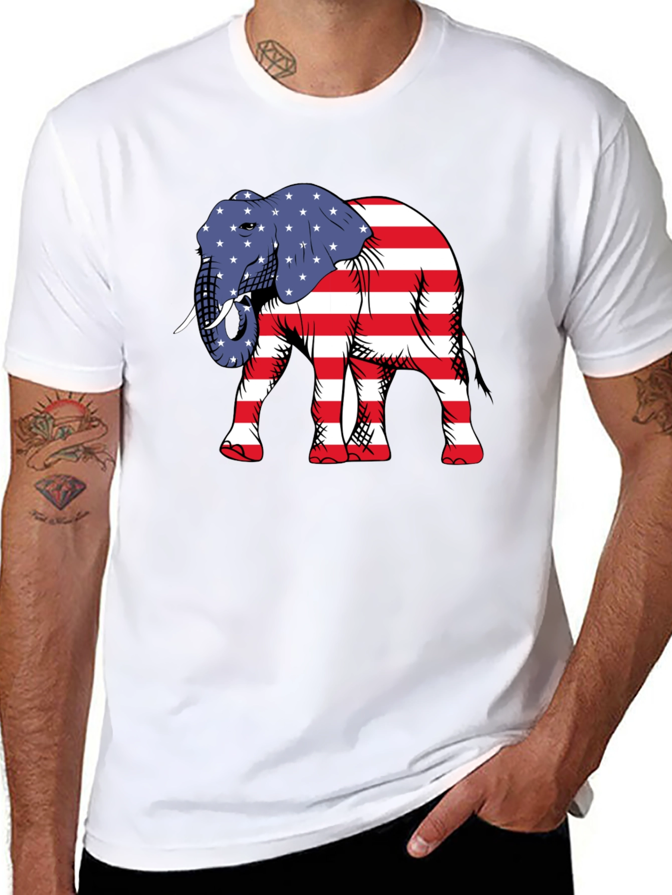 Patriotic Elephant Graphic T-Shirt