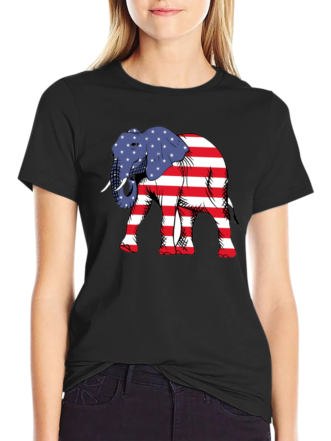 Patriotic Elephant Graphic T-Shirt