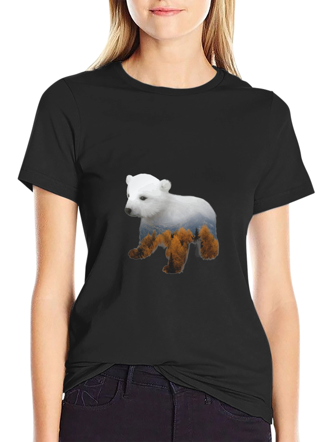 Bear Forest Graphic T-Shirt - Mens Black Tee