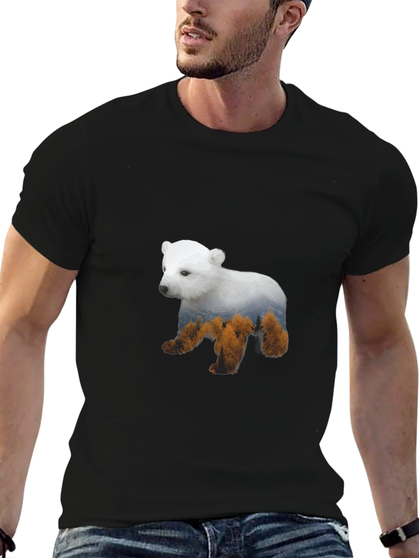 Bear Forest Graphic T-Shirt - Mens Black Tee