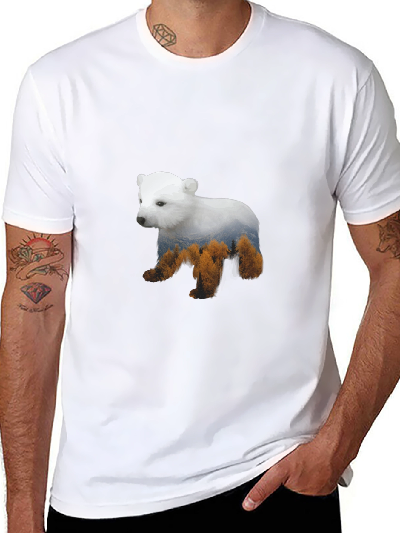 Bear Forest Graphic T-Shirt - Mens Black Tee