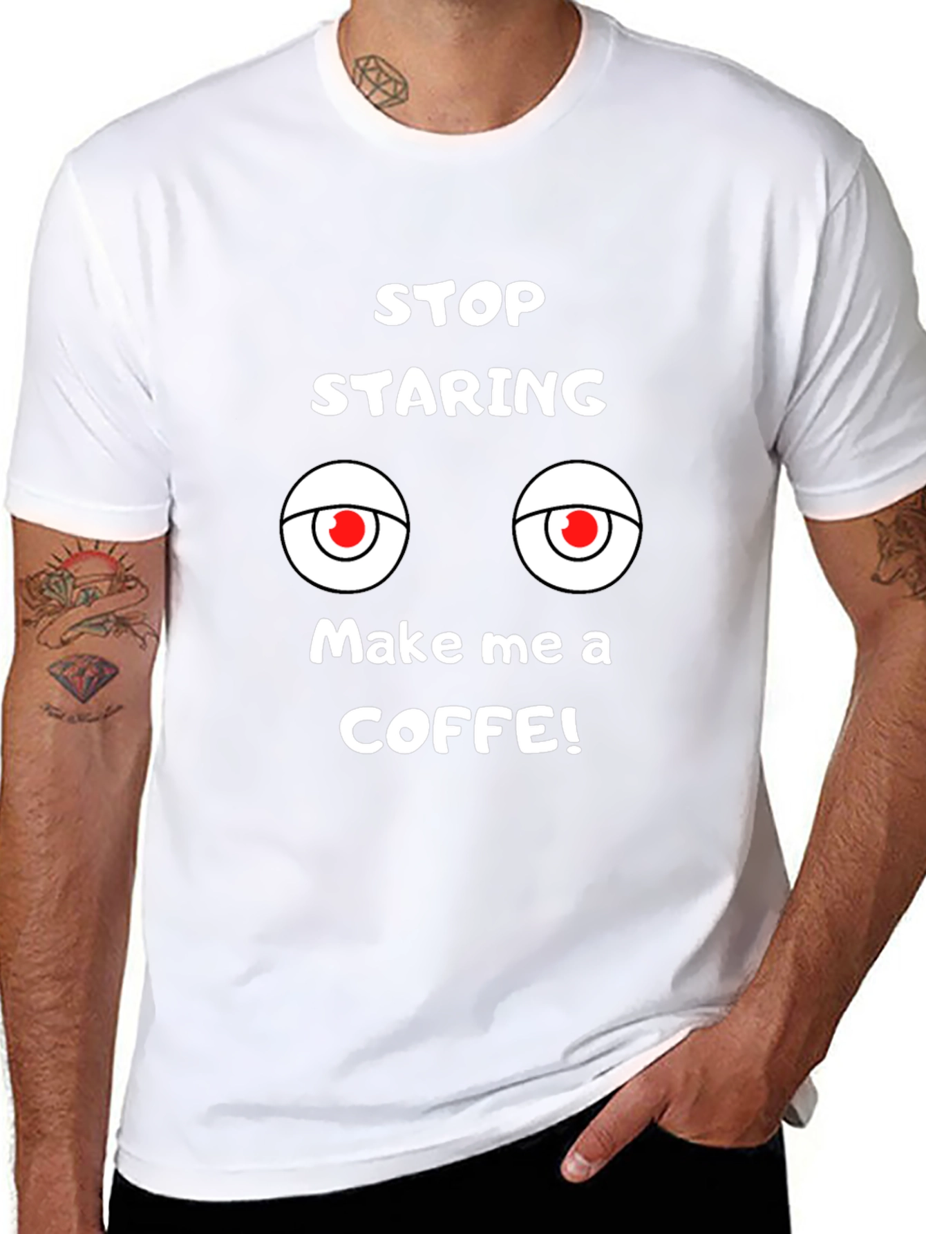 Funny Graphic Tee: Stop Staring Make Coffee