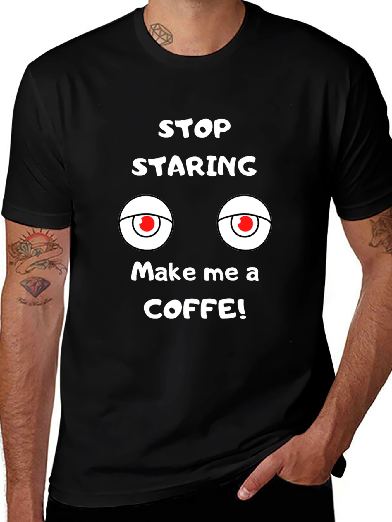Funny Graphic Tee: Stop Staring Make Coffee