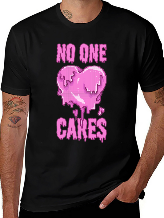 No One Cares Heart Pixel Graphic Tee - Black