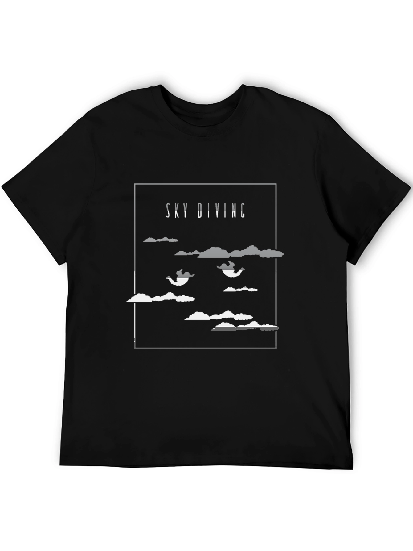 Sky Diving Graphic Tee - Black Cotton T-Shirt
