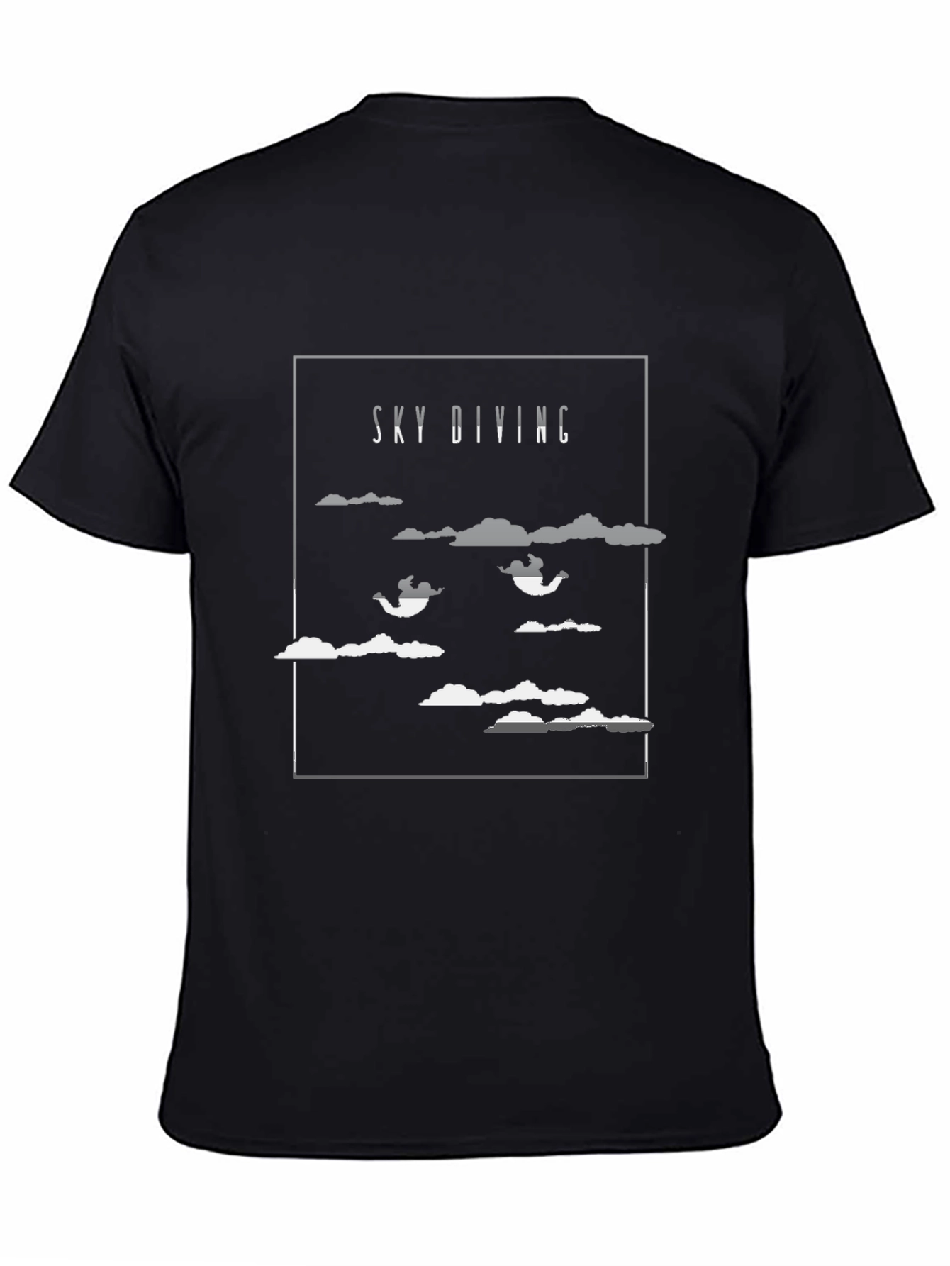 Sky Diving Graphic Tee - Black Cotton T-Shirt