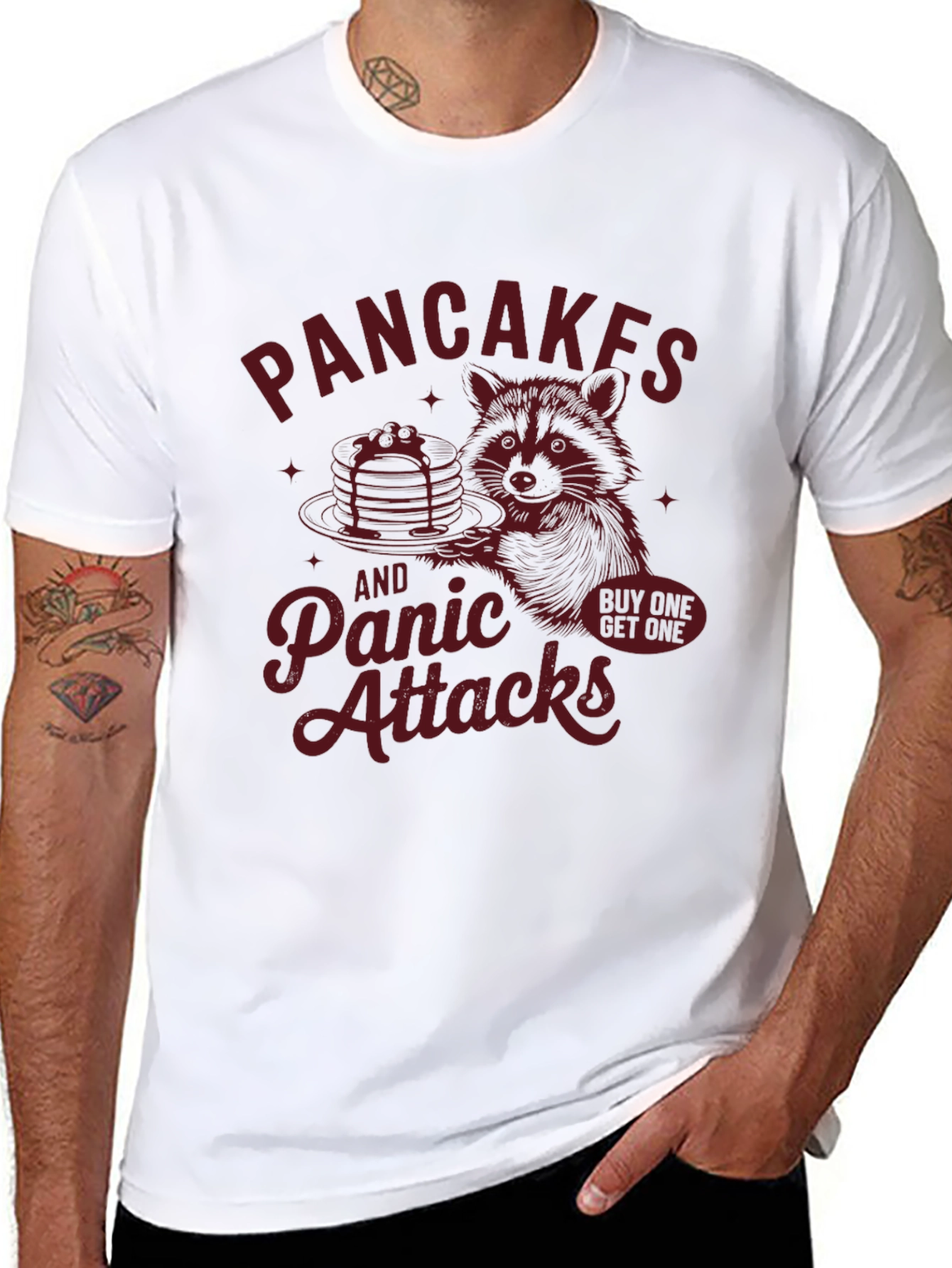 Pancakes & Panic Attacks Funny Graphic T-Shirt