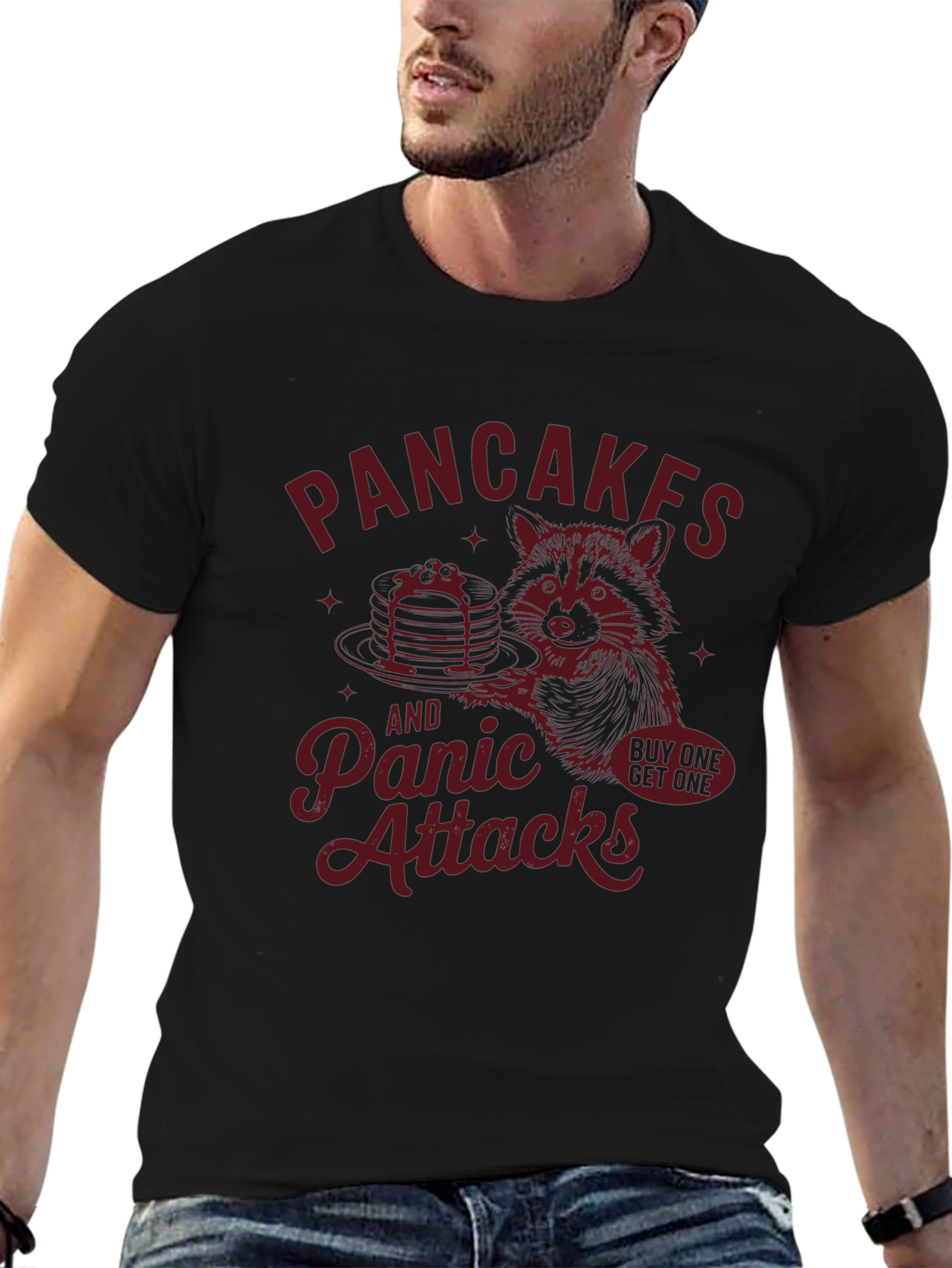 Pancakes & Panic Attacks Funny Graphic T-Shirt