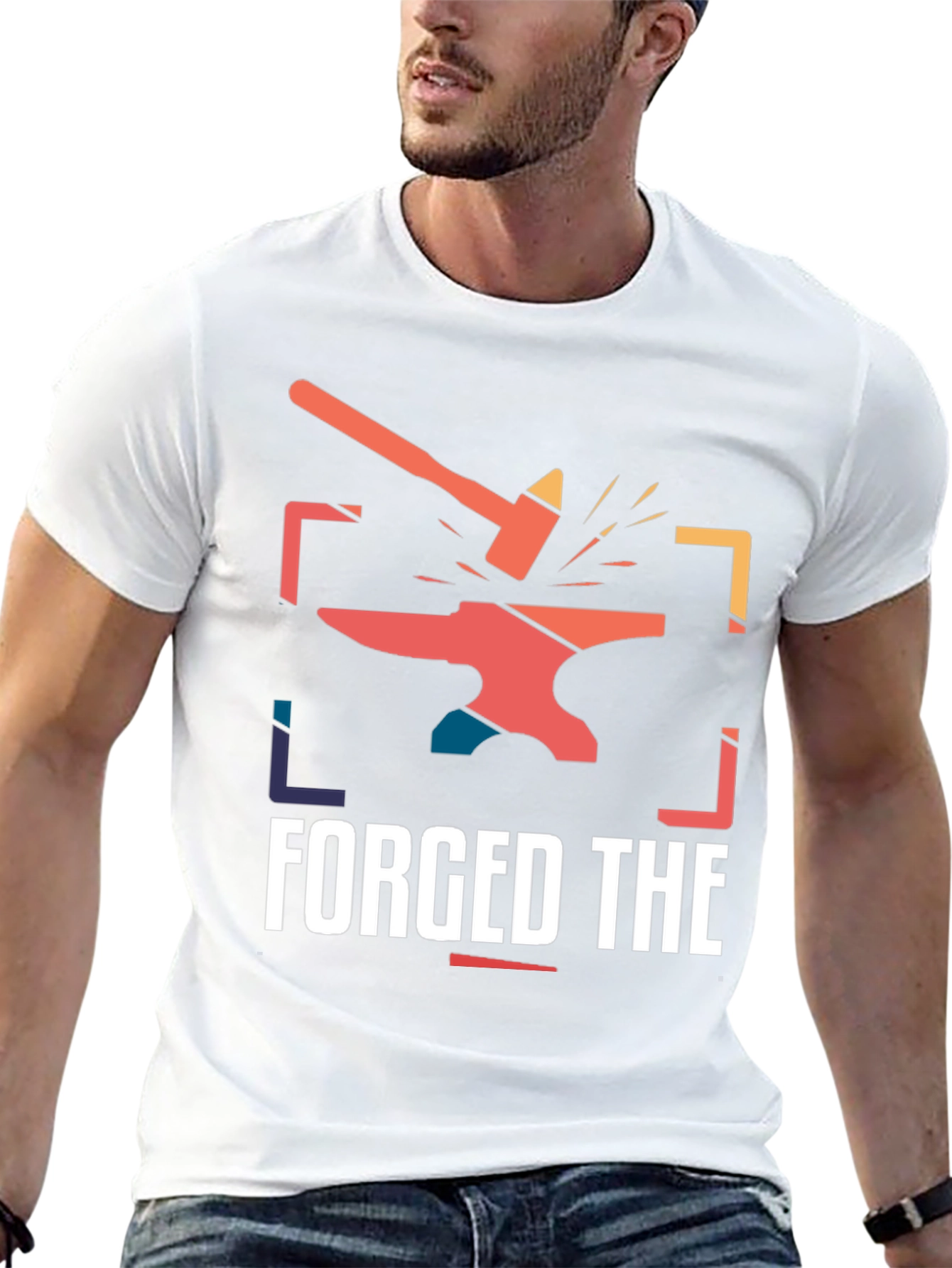 Forged The Hammer Anvil Retro Black T-Shirt