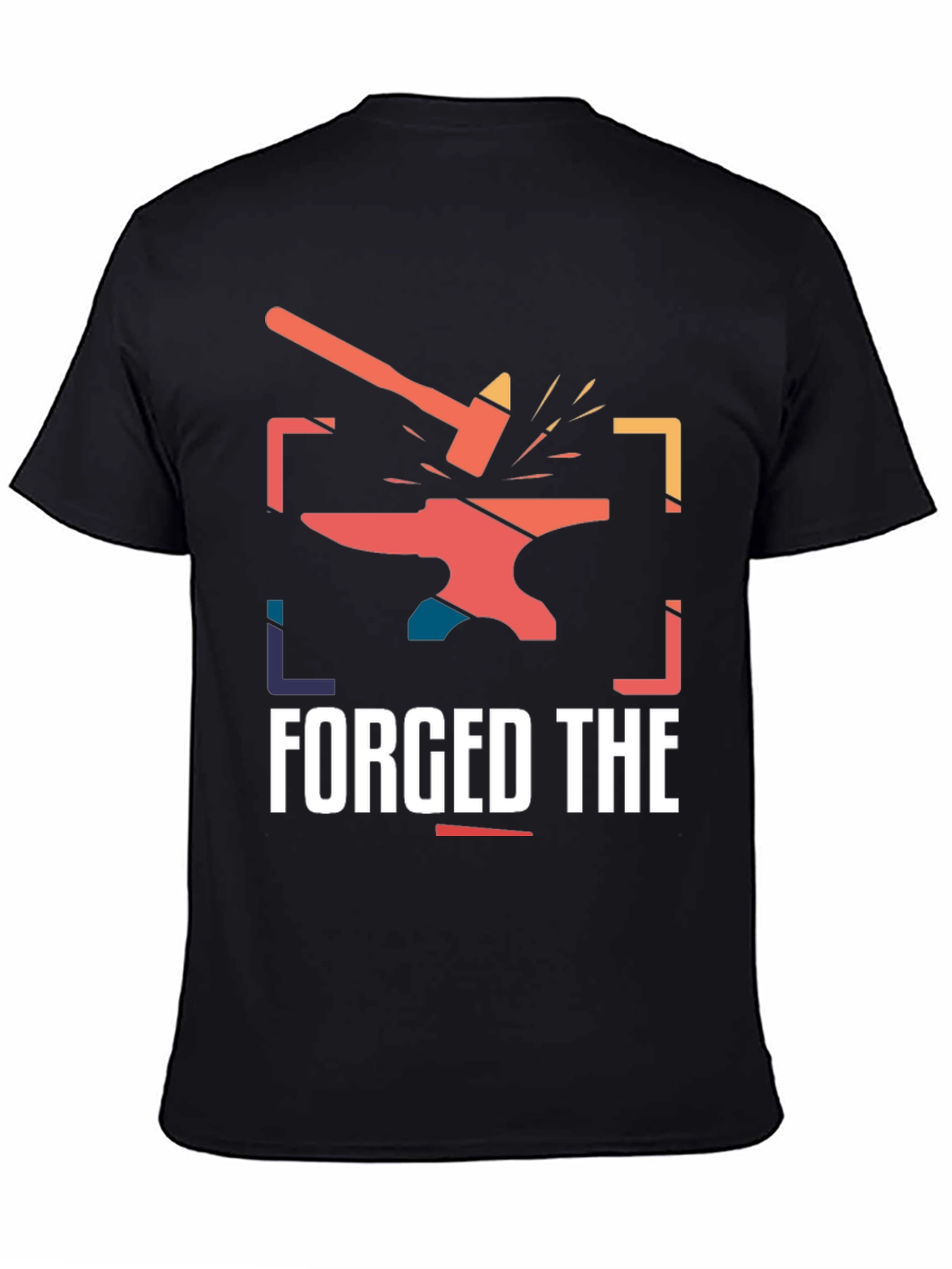 Forged The Hammer Anvil Retro Black T-Shirt