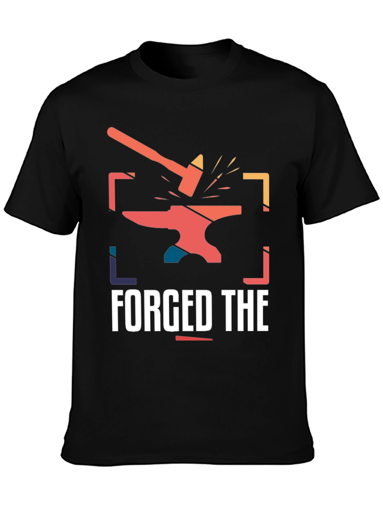 Forged The Hammer Anvil Retro Black T-Shirt