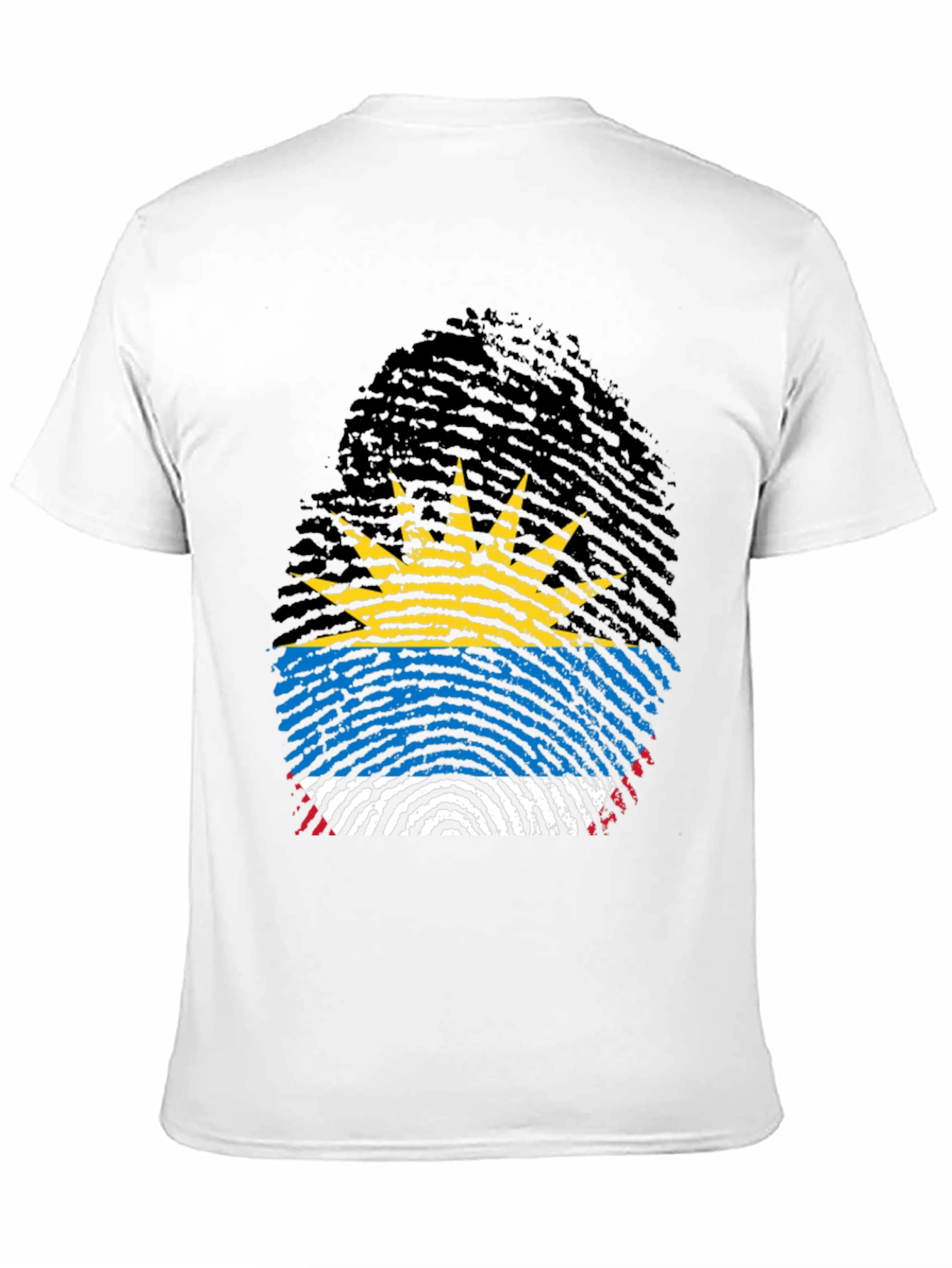Antigua Flag Fingerprint T-Shirt - Black Crew Neck Tee