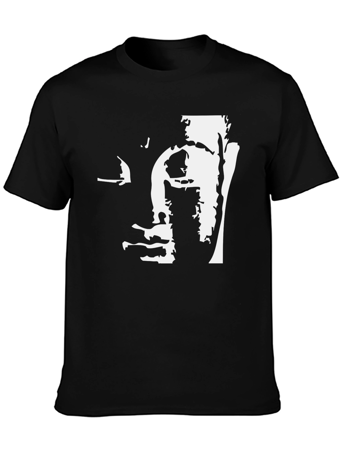 Black T-Shirt with Abstract Face Graphic
