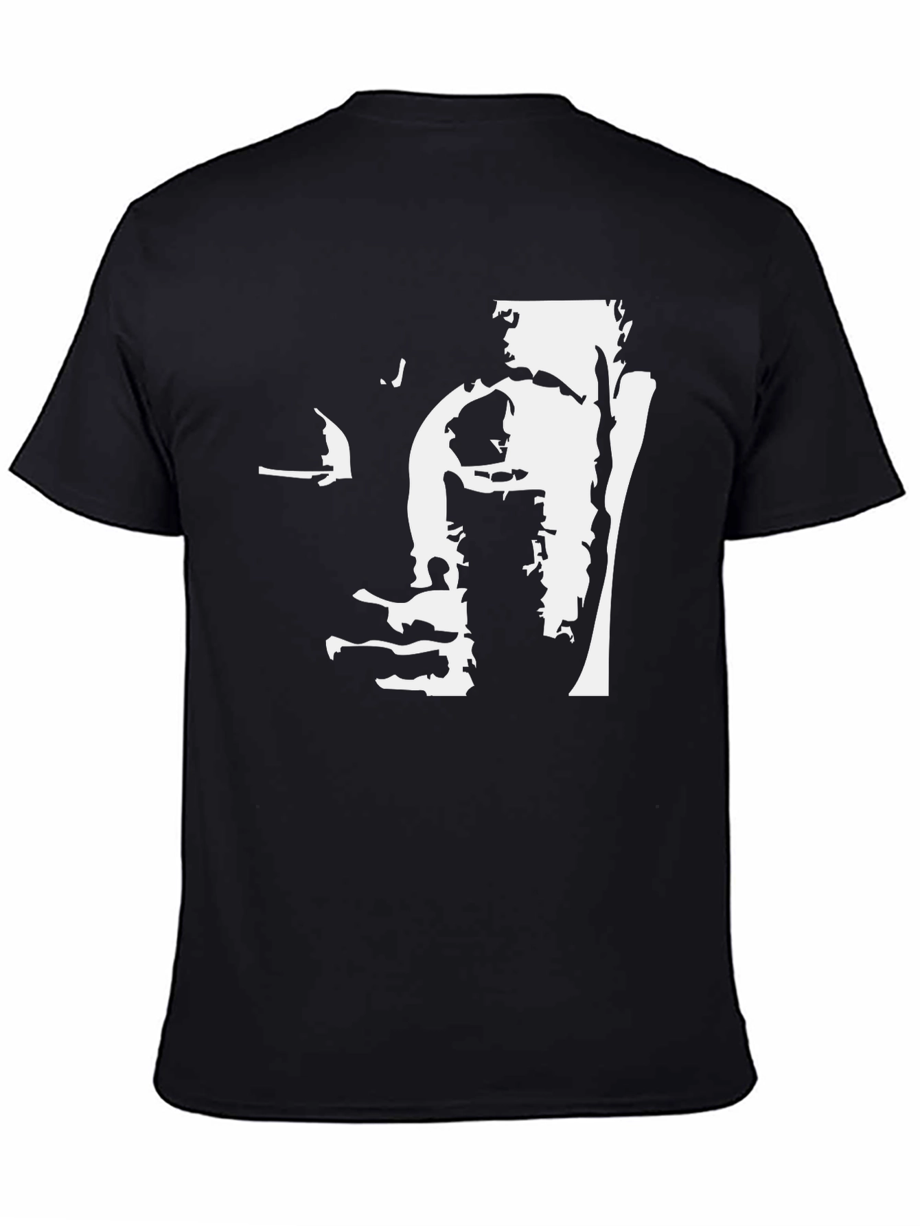 Black T-Shirt with Abstract Face Graphic