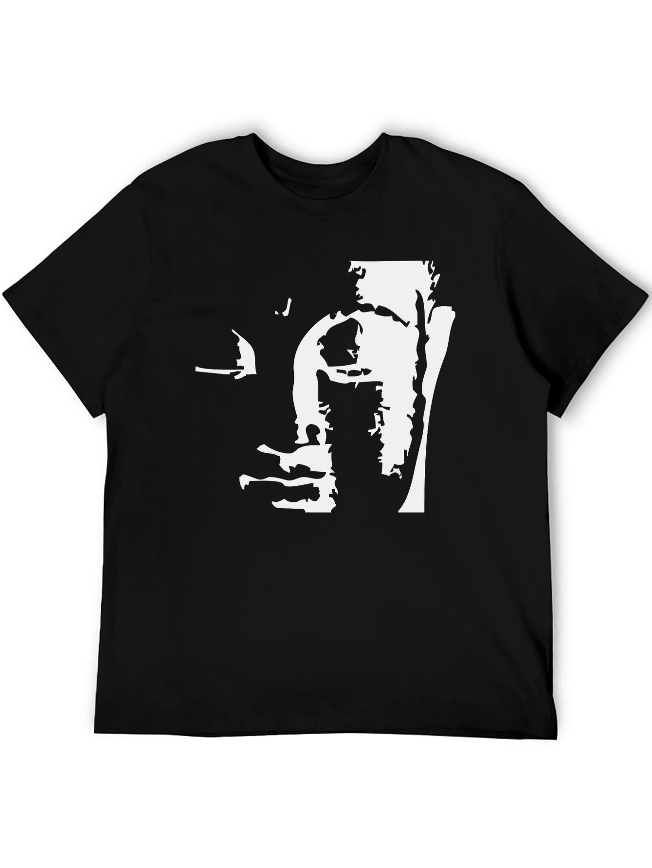 Black T-Shirt with Abstract Face Graphic