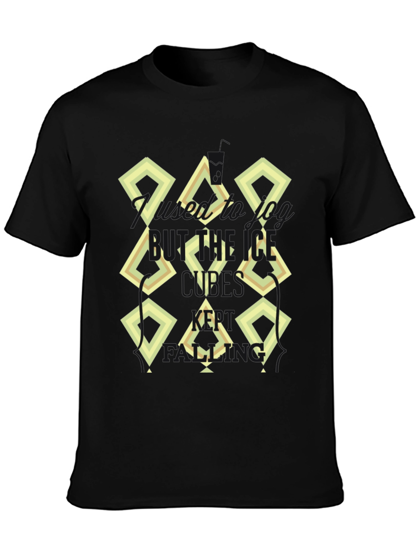 Abstract Diamond Print Black T-Shirt