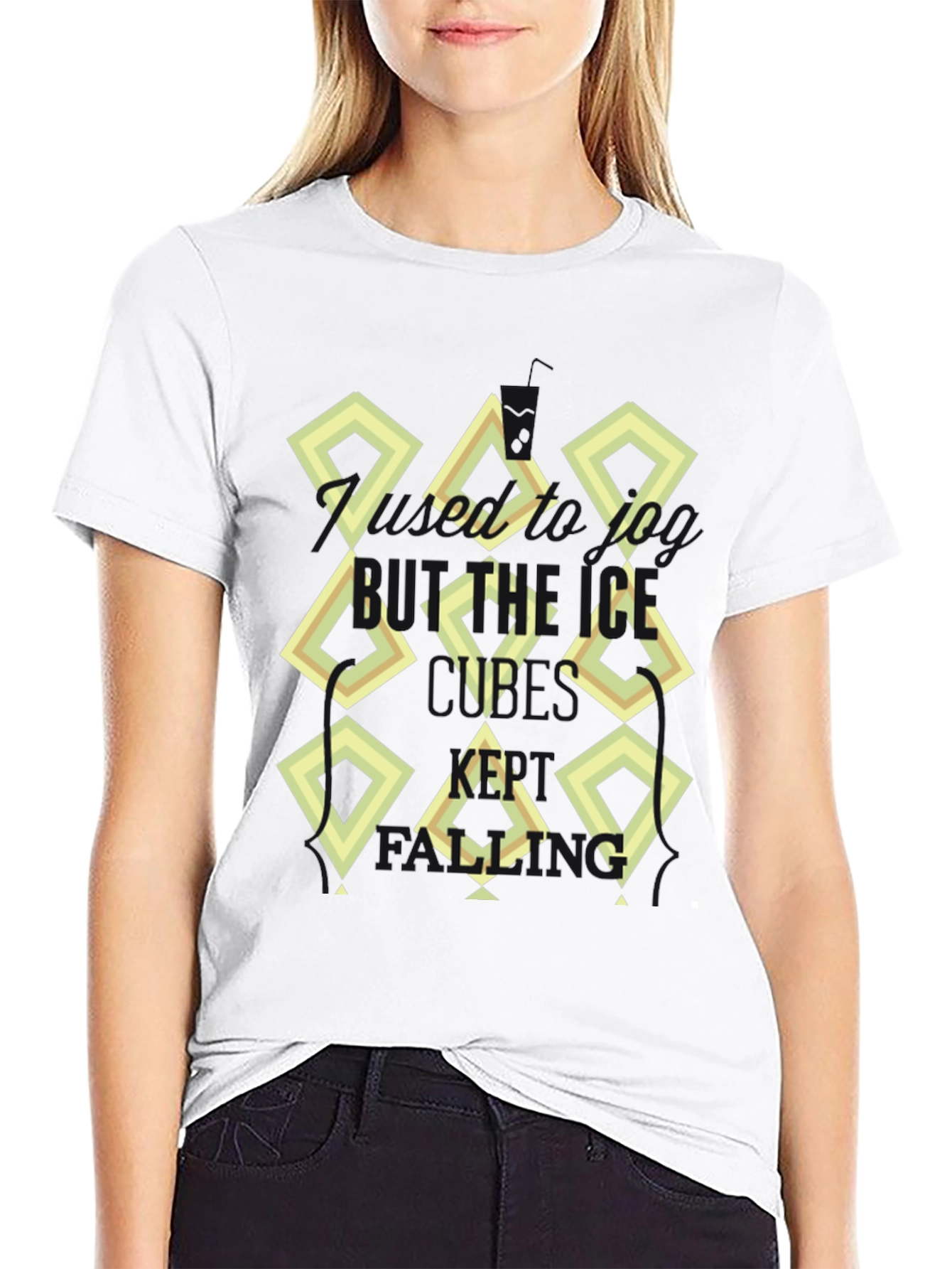 Abstract Diamond Print Black T-Shirt
