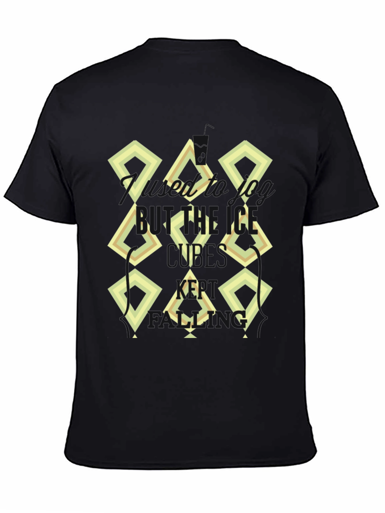 Abstract Diamond Print Black T-Shirt