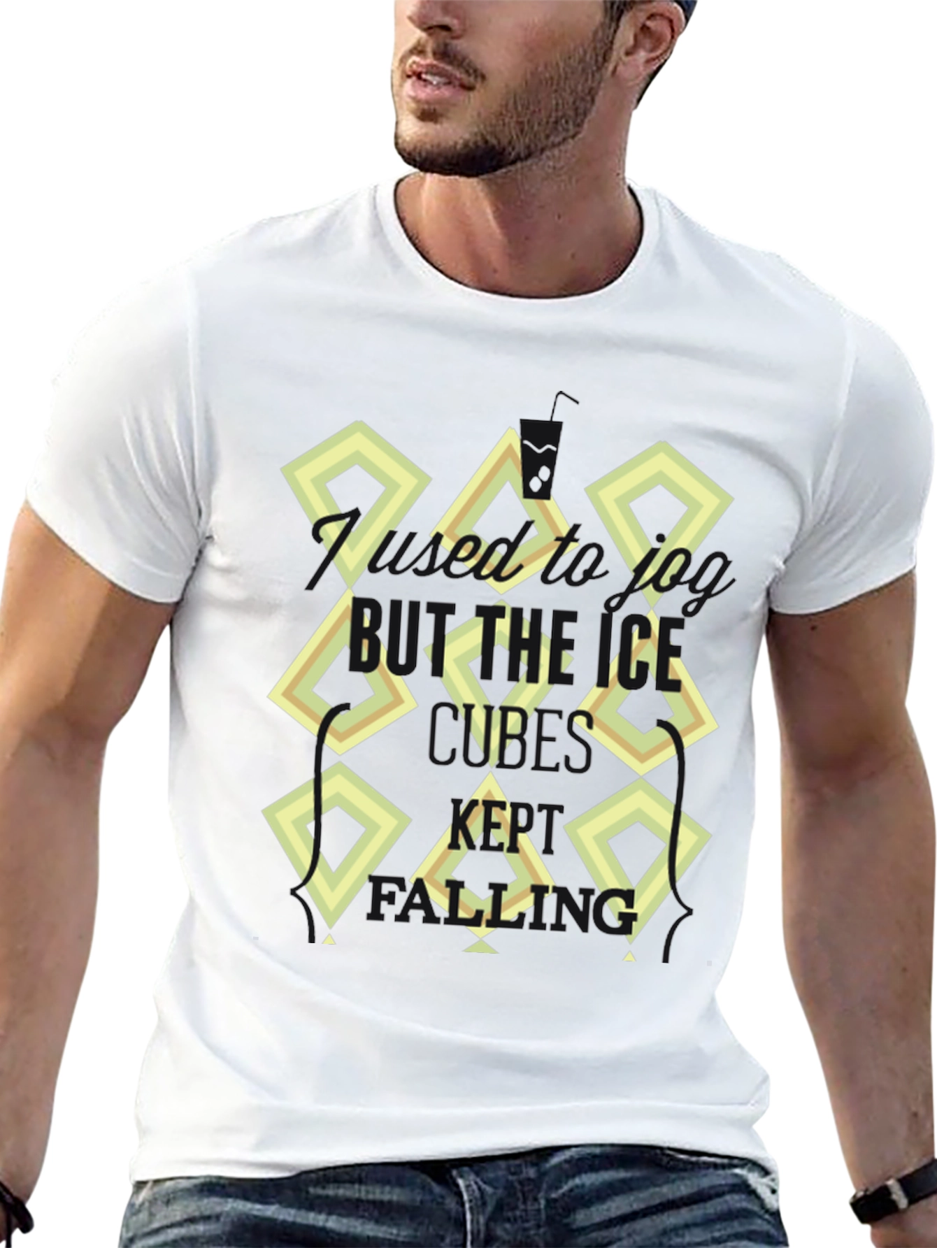 Abstract Diamond Print Black T-Shirt