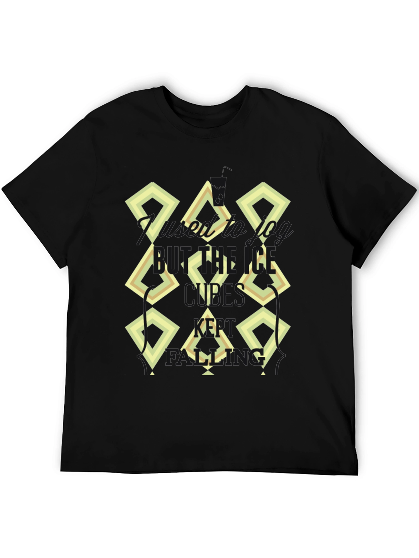 Abstract Diamond Print Black T-Shirt