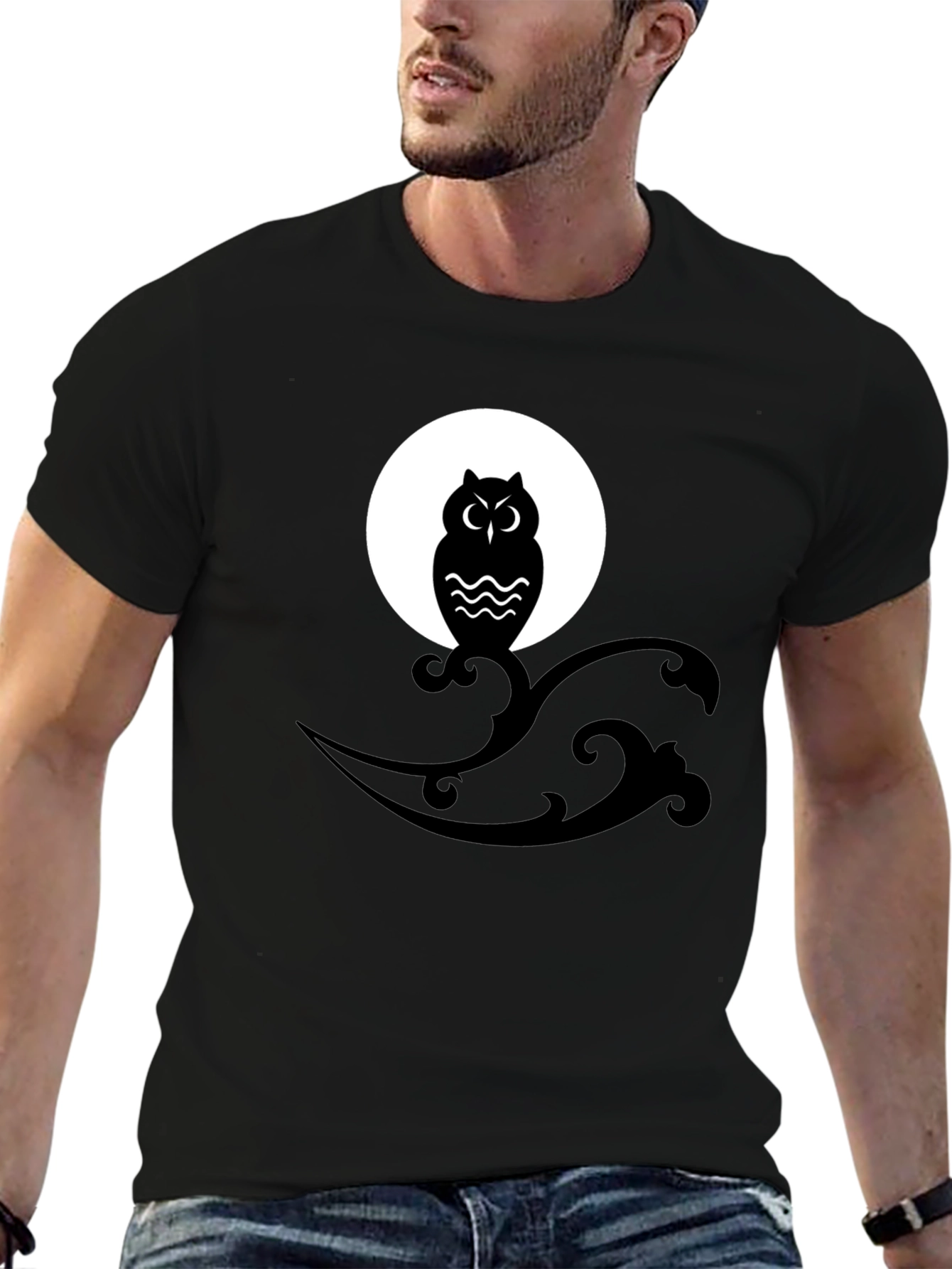 Owl Moon Graphic Tee - Mens Black T-Shirt