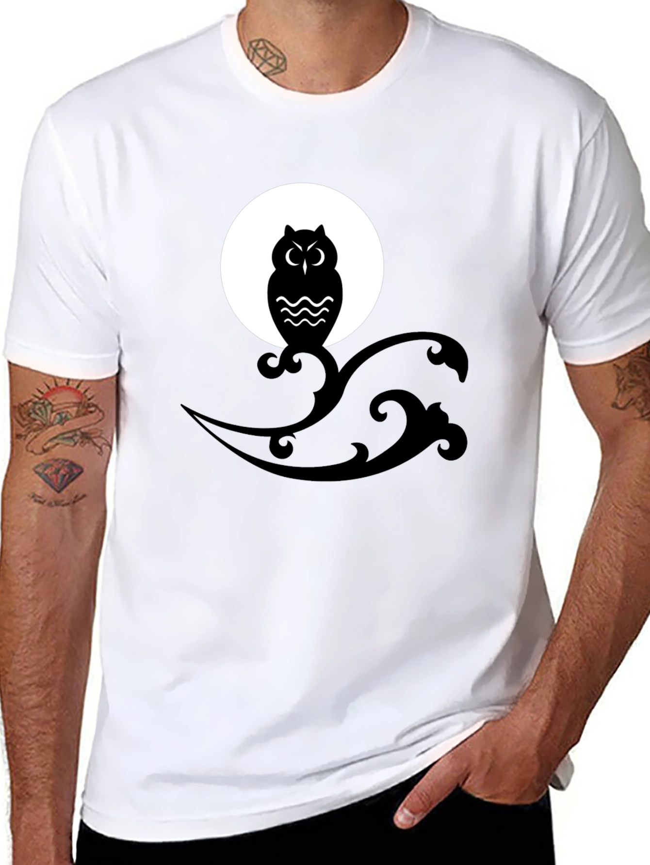 Owl Moon Graphic Tee - Mens Black T-Shirt