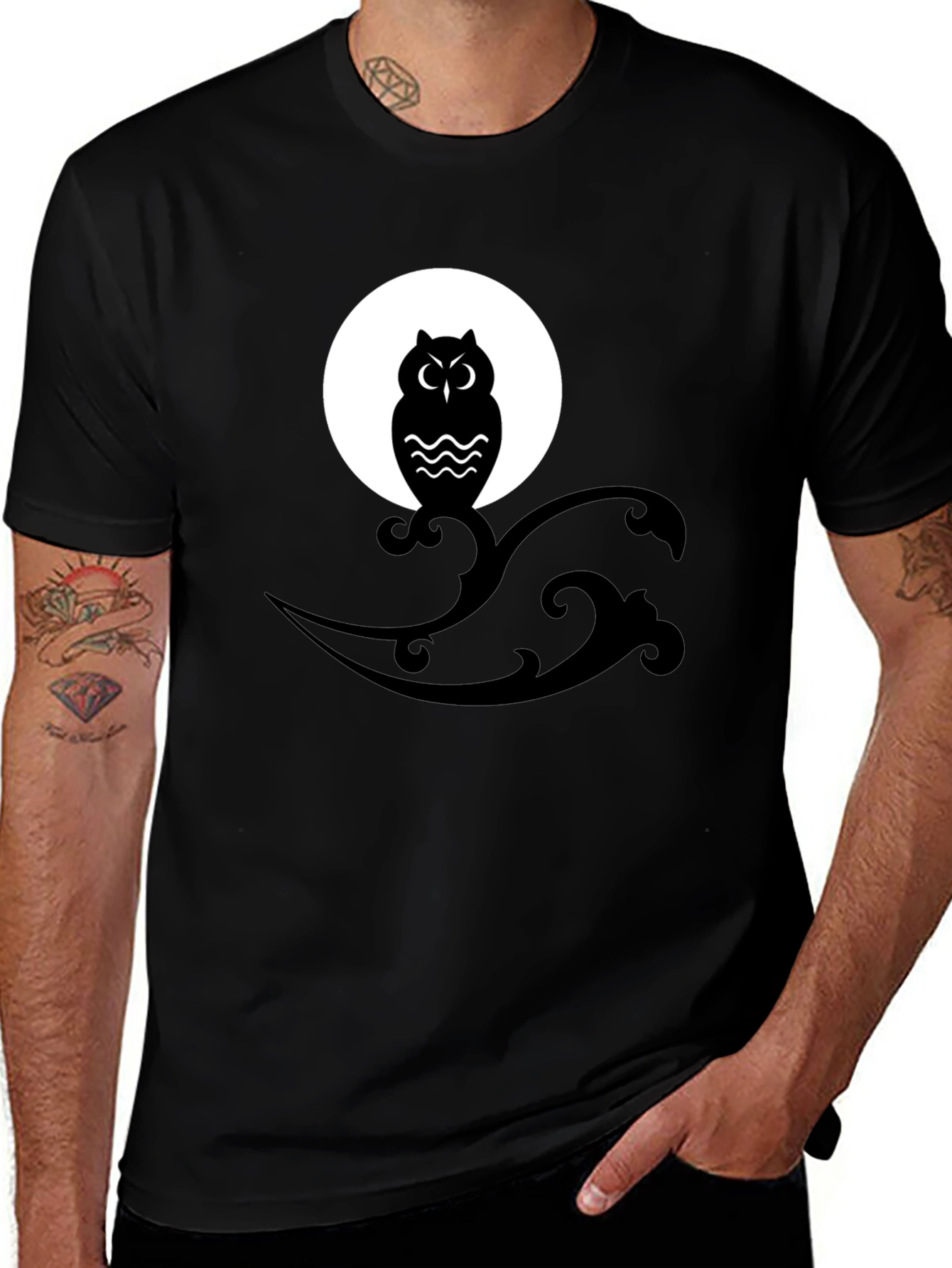 Owl Moon Graphic Tee - Mens Black T-Shirt