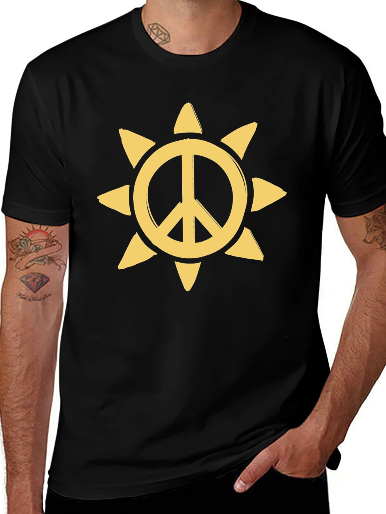 Peace Sun Graphic Tee - Black