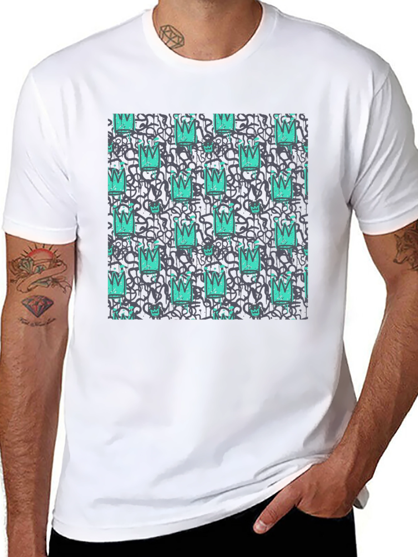 Crown Graffiti Print T-Shirt
