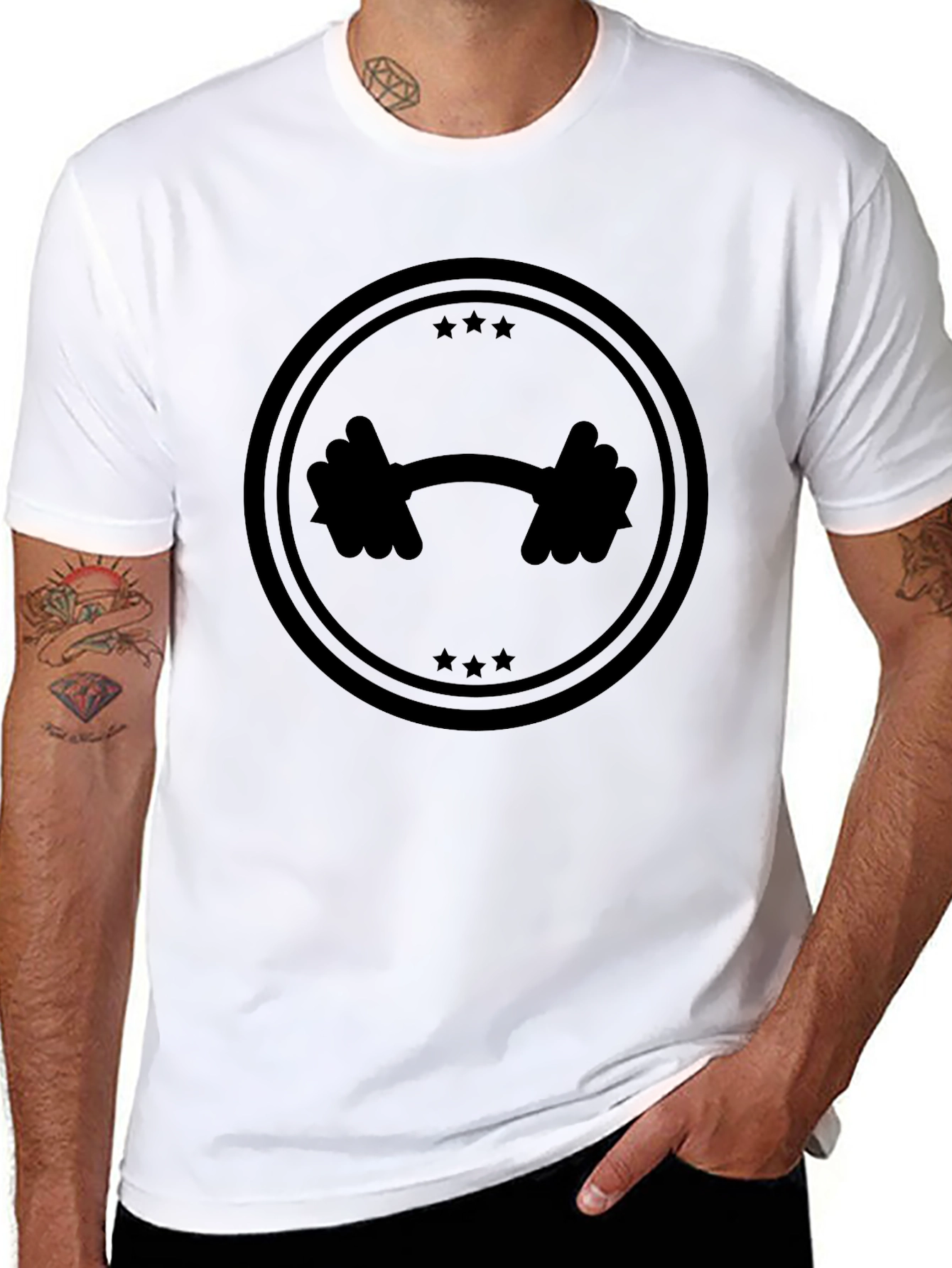 Black Gym Star Barbell Graphic Tee