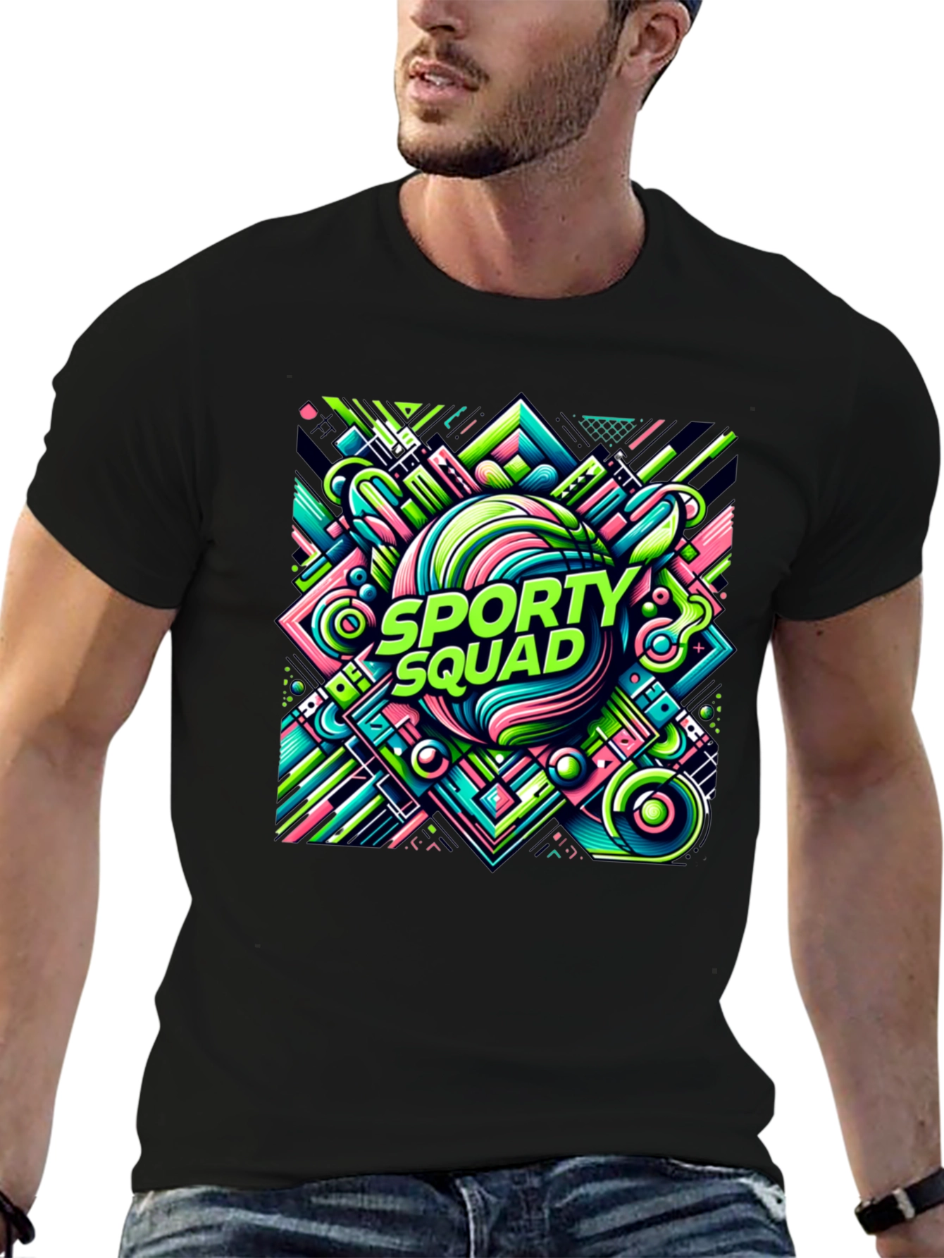 Sporty Squad Graphic Tee - Black