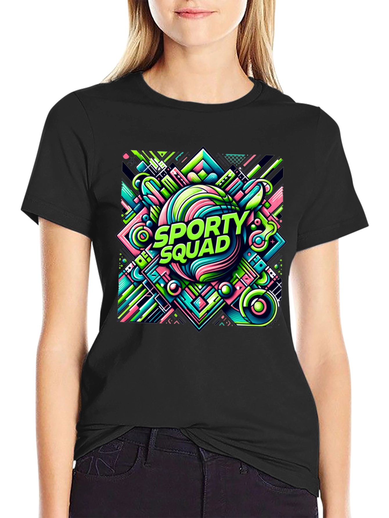 Sporty Squad Graphic Tee - Black