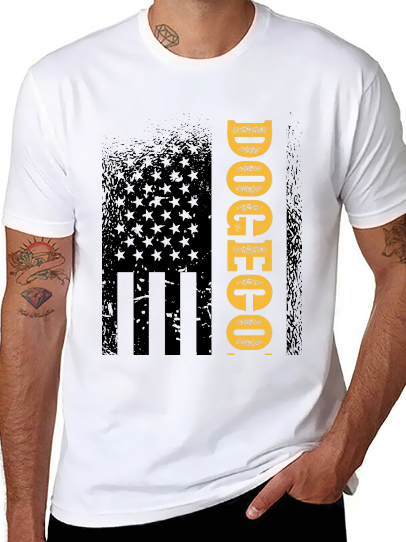 Doge to the Moon American Flag Style T-Shirt