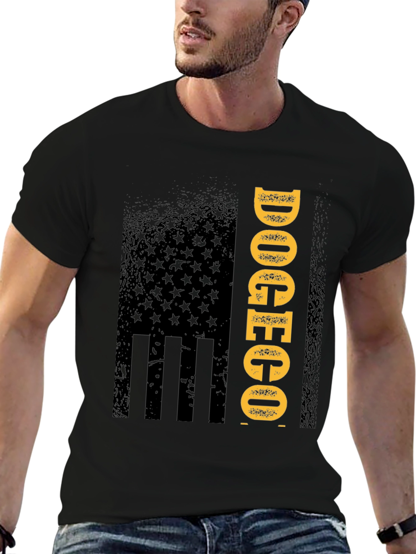 Doge to the Moon American Flag Style T-Shirt