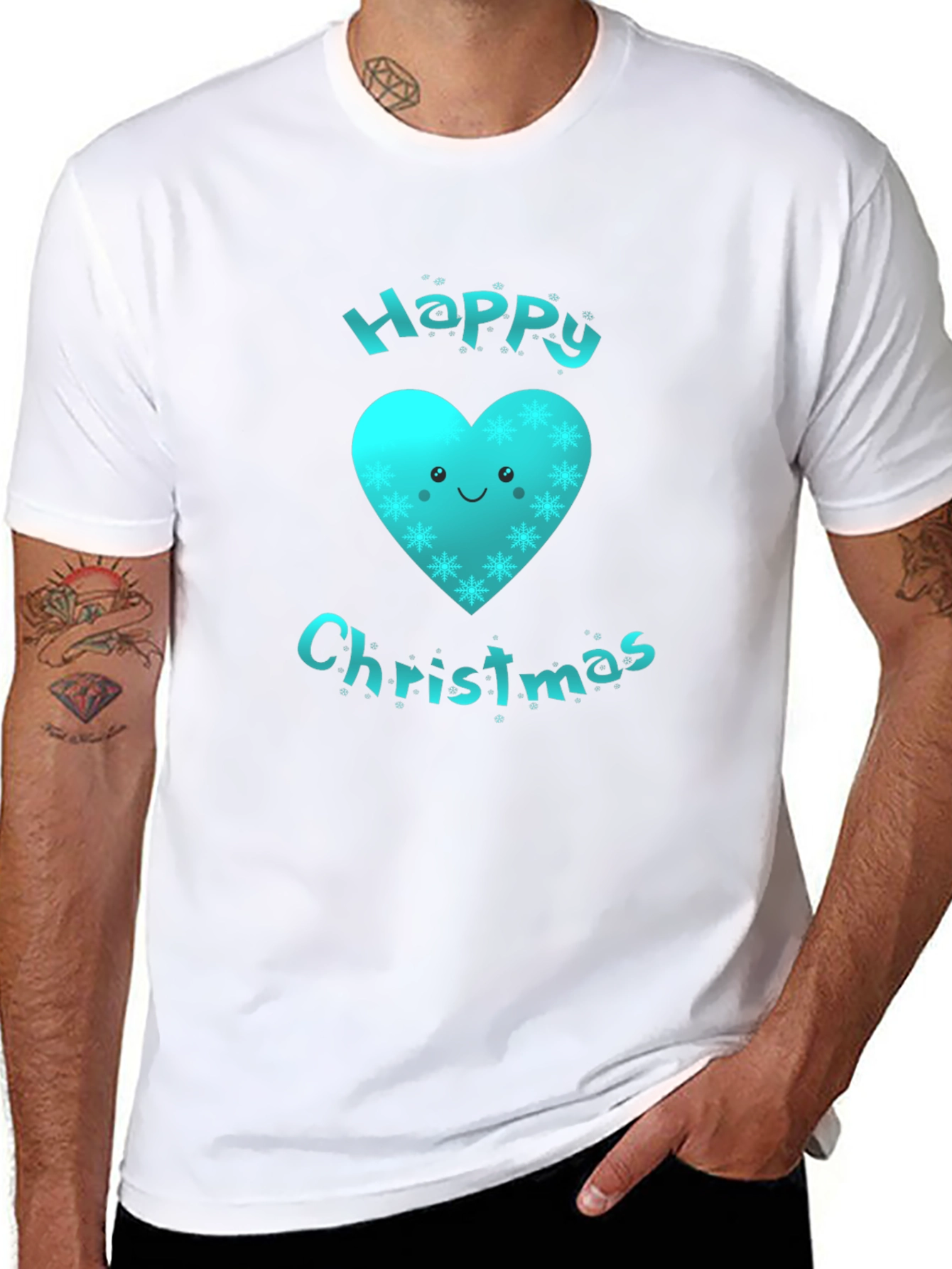 Festive Happy Christmas Heart Graphic T-Shirt