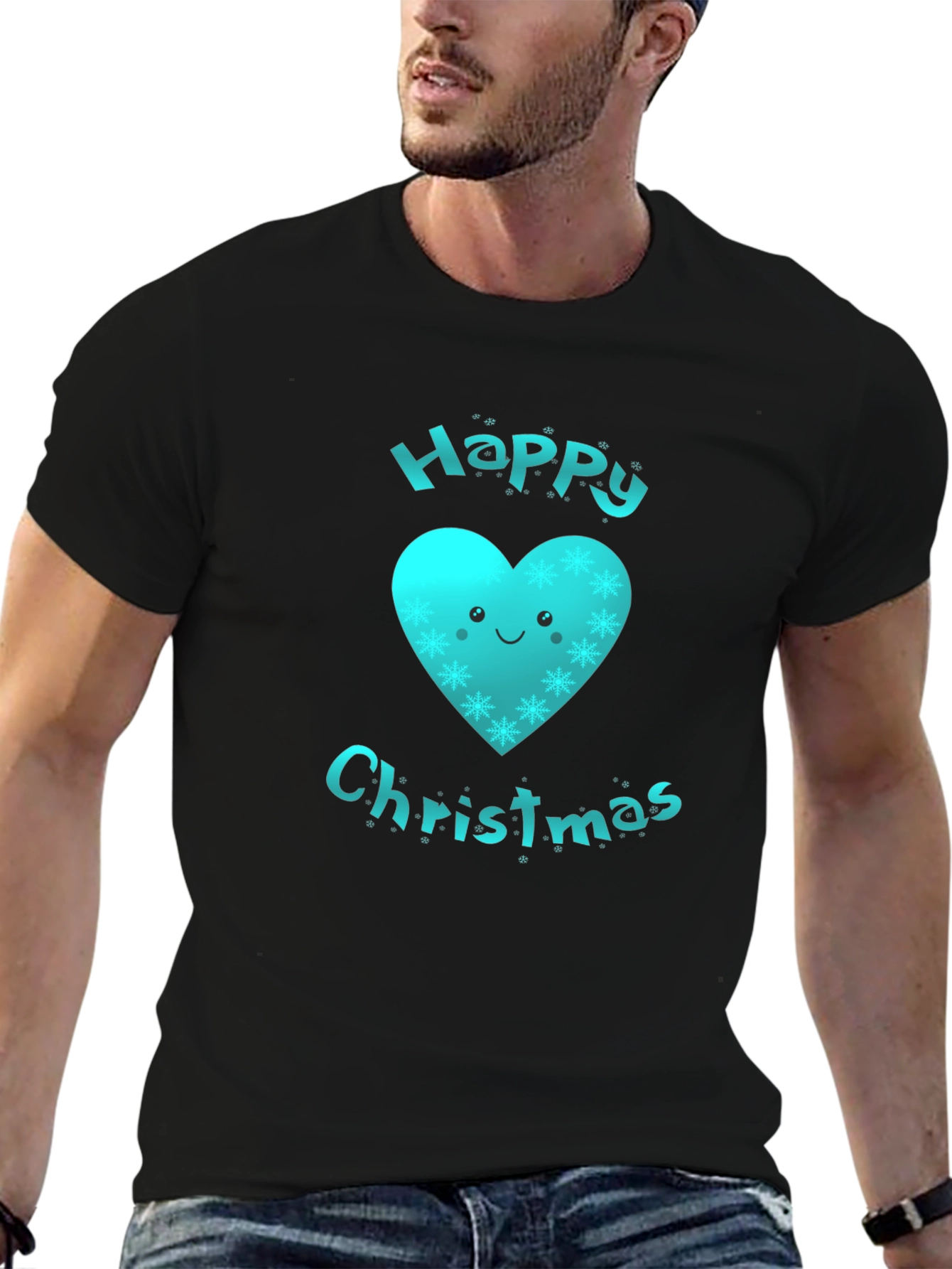 Festive Happy Christmas Heart Graphic T-Shirt