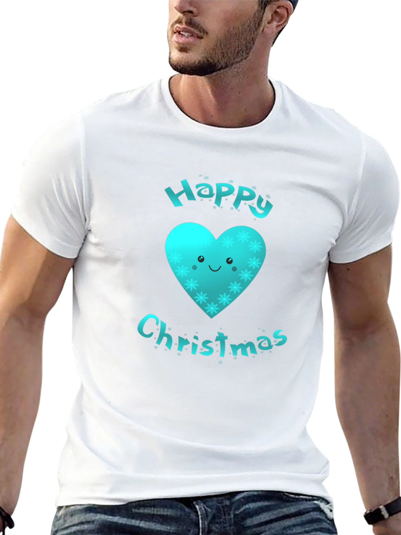 Festive Happy Christmas Heart Graphic T-Shirt