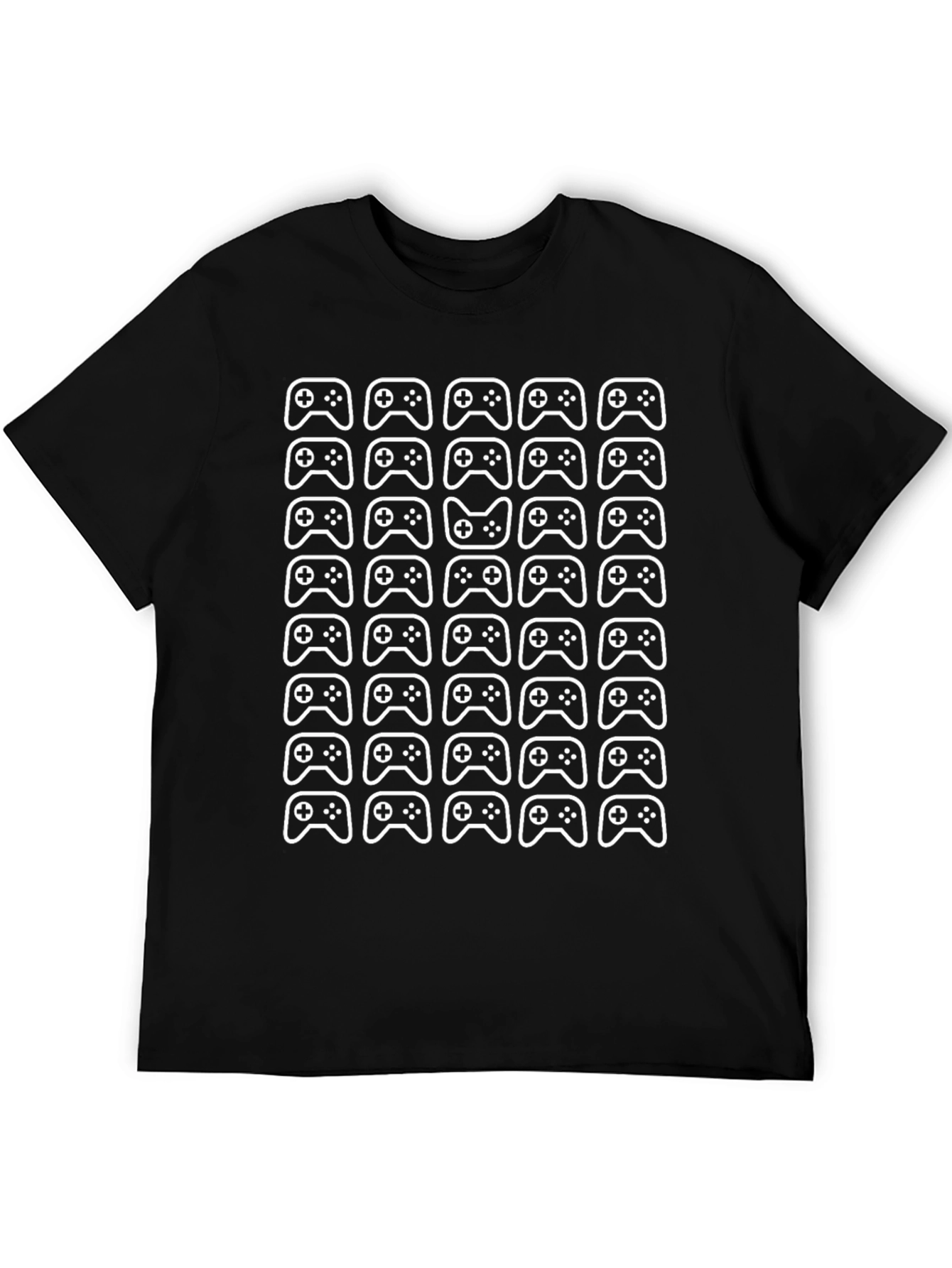 Gamer Controller Pattern T-Shirt - Black