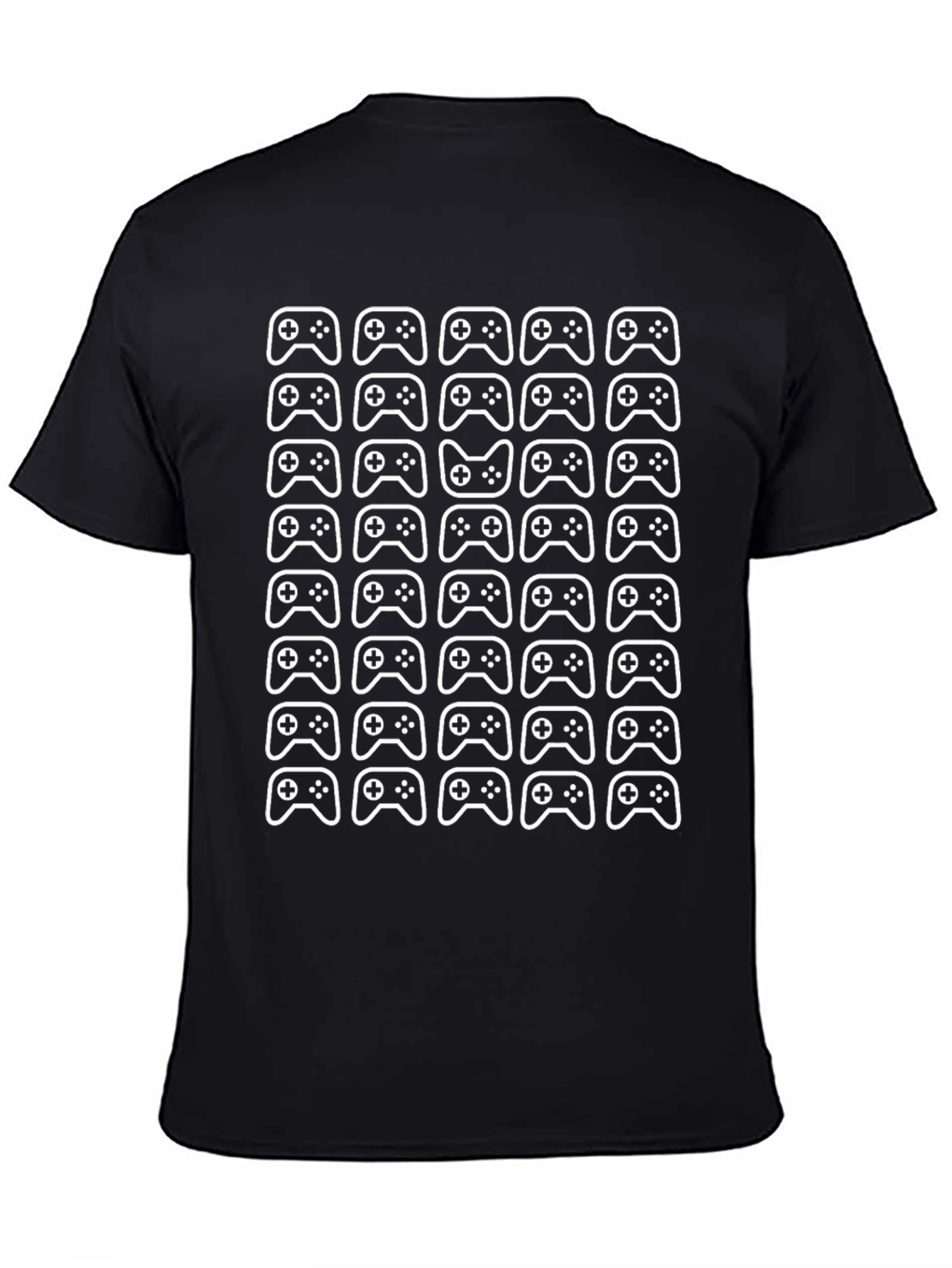 Gamer Controller Pattern T-Shirt - Black